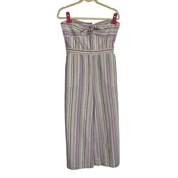 Tart Jumpsuit Womens M Striped Strapless Sweetheart Christy Linen Blend Wide-Leg - Picture 3 of 16